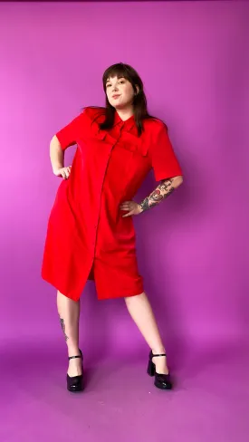 1990s Red Shirt Dress, sz. 3X