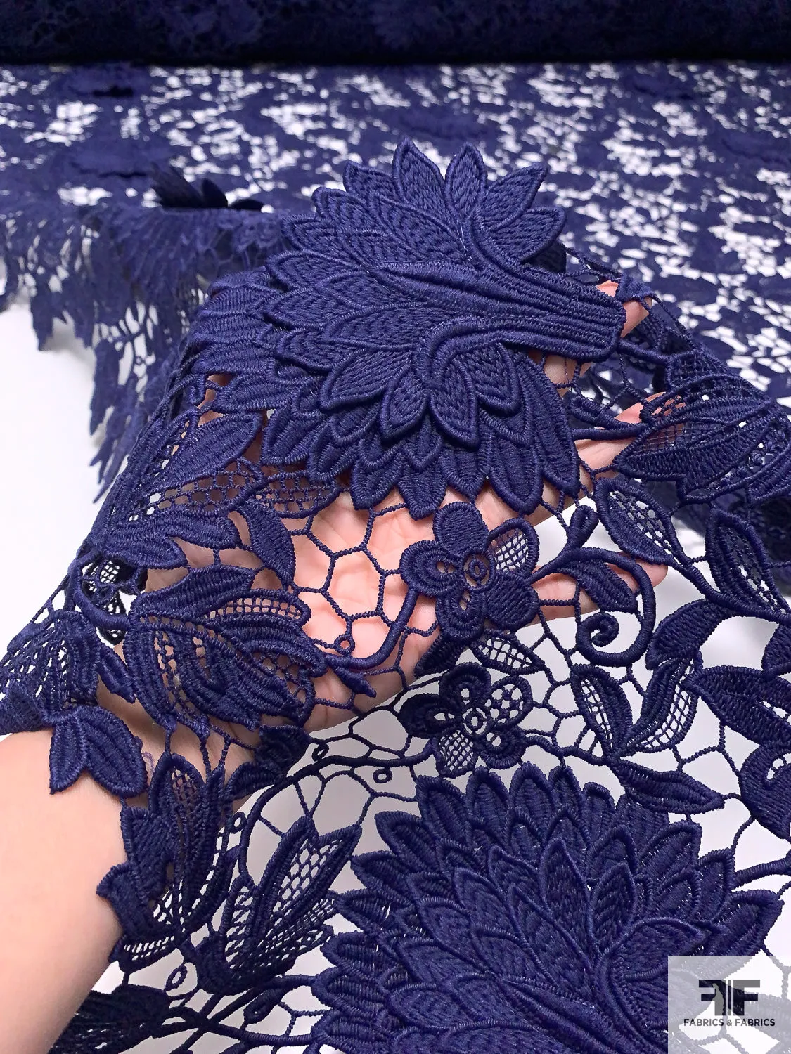 3D Floral Guipure Lace - Purple