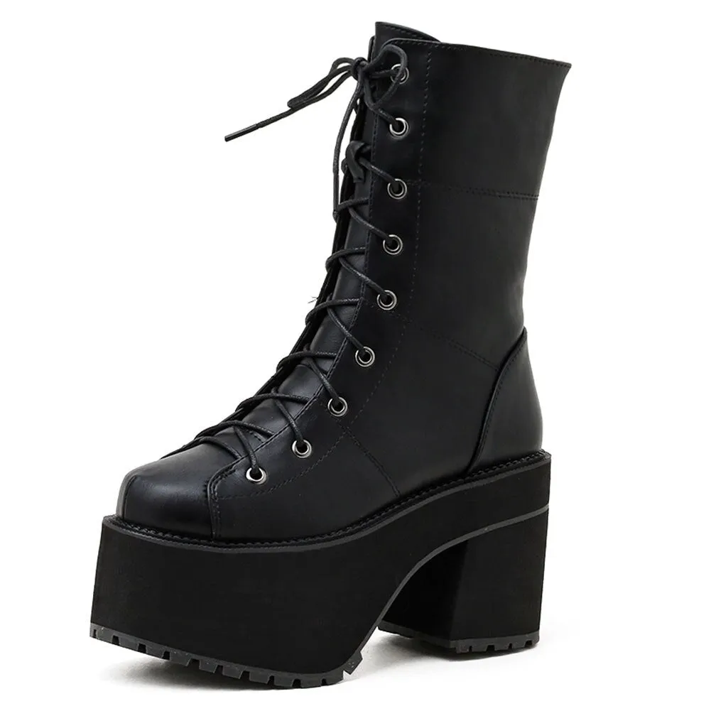 Amozae-- 2024 New Fashion Autumn Winter Ankle Boots Chunky Platform High Chunky Heels Big Size 43 Cool Girl Leisure Comfy Walking Shoes
