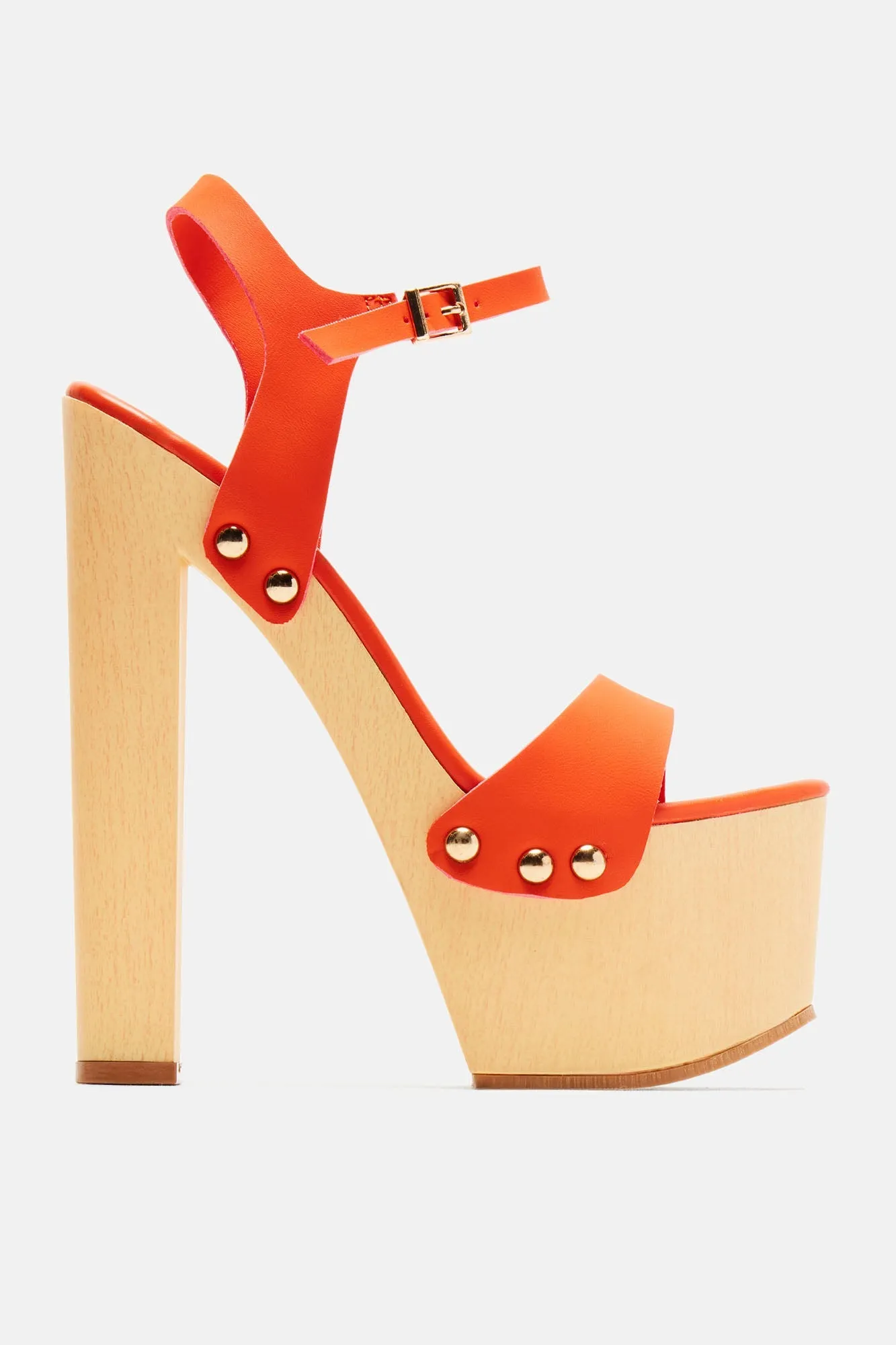 Amozae-A True Match Platform Heeled Sandals - Orange