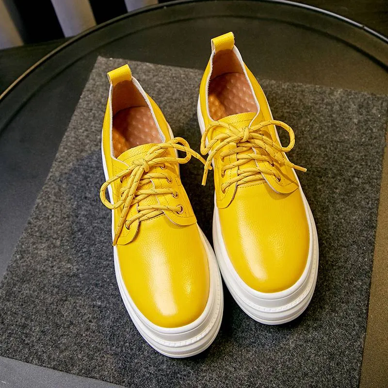 Amozae-Back to College Krazing Pot soft natural leather round toe high bottom lace up sneakers concise style ventilated leisure vulcanized shoes L26