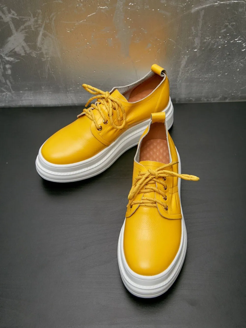 Amozae-Back to College Krazing Pot soft natural leather round toe high bottom lace up sneakers concise style ventilated leisure vulcanized shoes L26