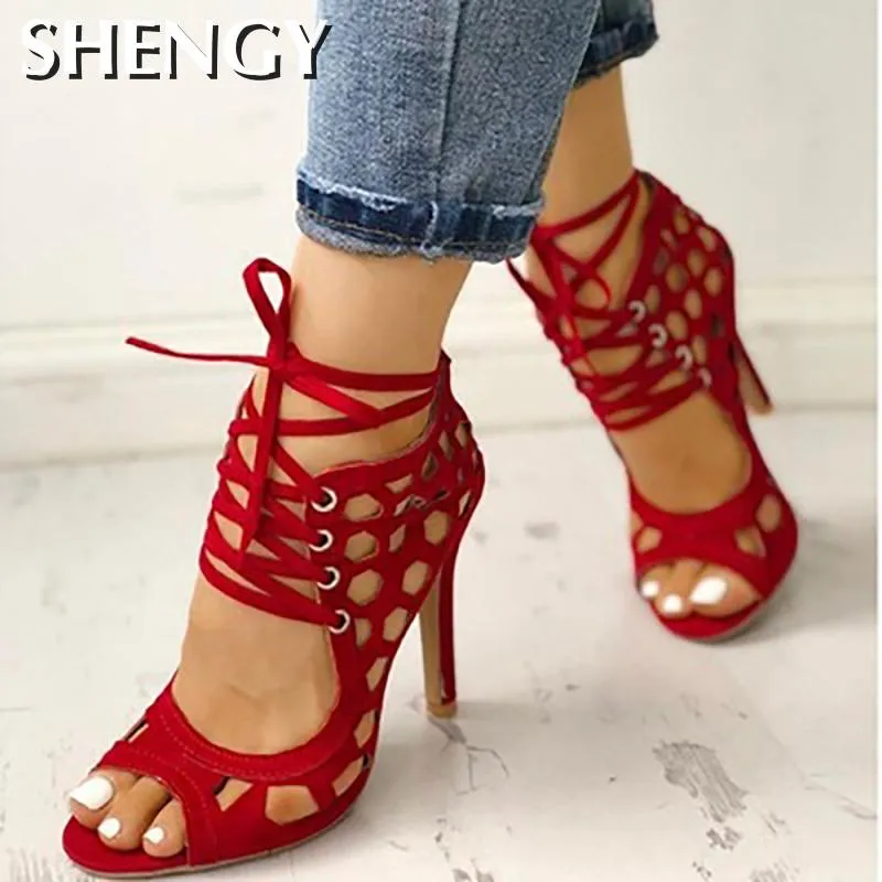 Amozae-Back to College Women's Sandals Fine High-heeled Fashion 2024 Casual Fighter High Heels Women's Shoes Summer Cross Strap Sandals