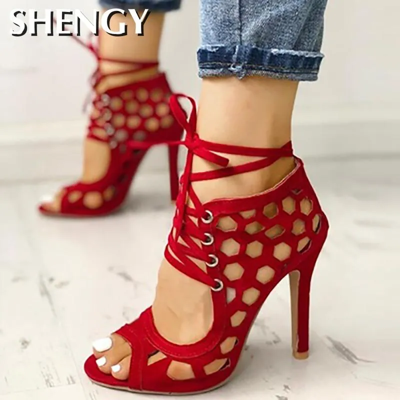 Amozae-Back to College Women's Sandals Fine High-heeled Fashion 2024 Casual Fighter High Heels Women's Shoes Summer Cross Strap Sandals