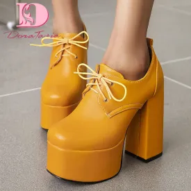 Amozae-DoraTasia Plus Size 35-46 Brand New Lady Thick High Heels Pumps Fashion High Platform Pumps Women   Party OL   Shoes Woman