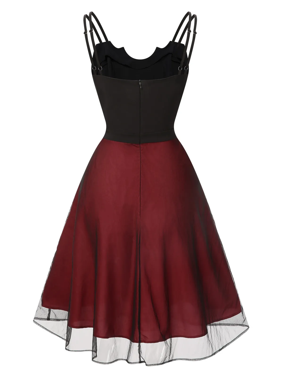 Black & Red 1950s Halloween Bat Mesh Dress