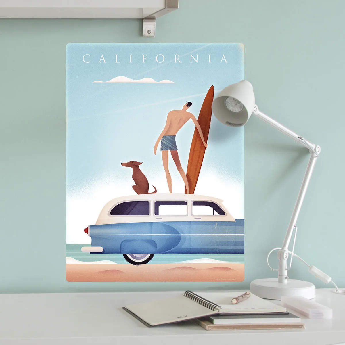 California Surfing Beach Decal