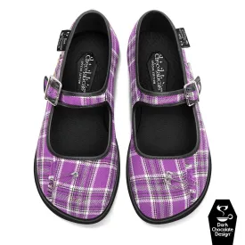 Chocolaticas® PURPLE TARTAN Women's Mary Jane Flat