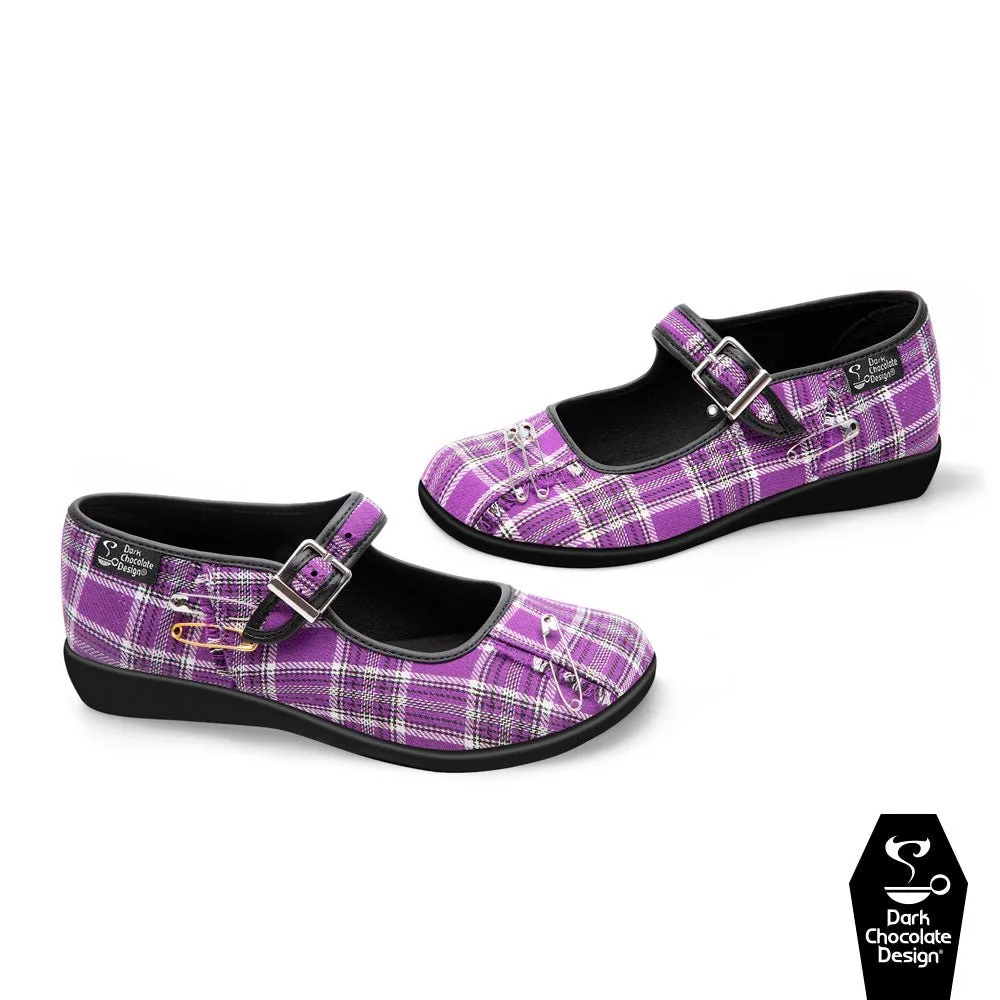 Chocolaticas® PURPLE TARTAN Women's Mary Jane Flat