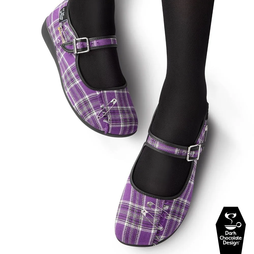 Chocolaticas® PURPLE TARTAN Women's Mary Jane Flat