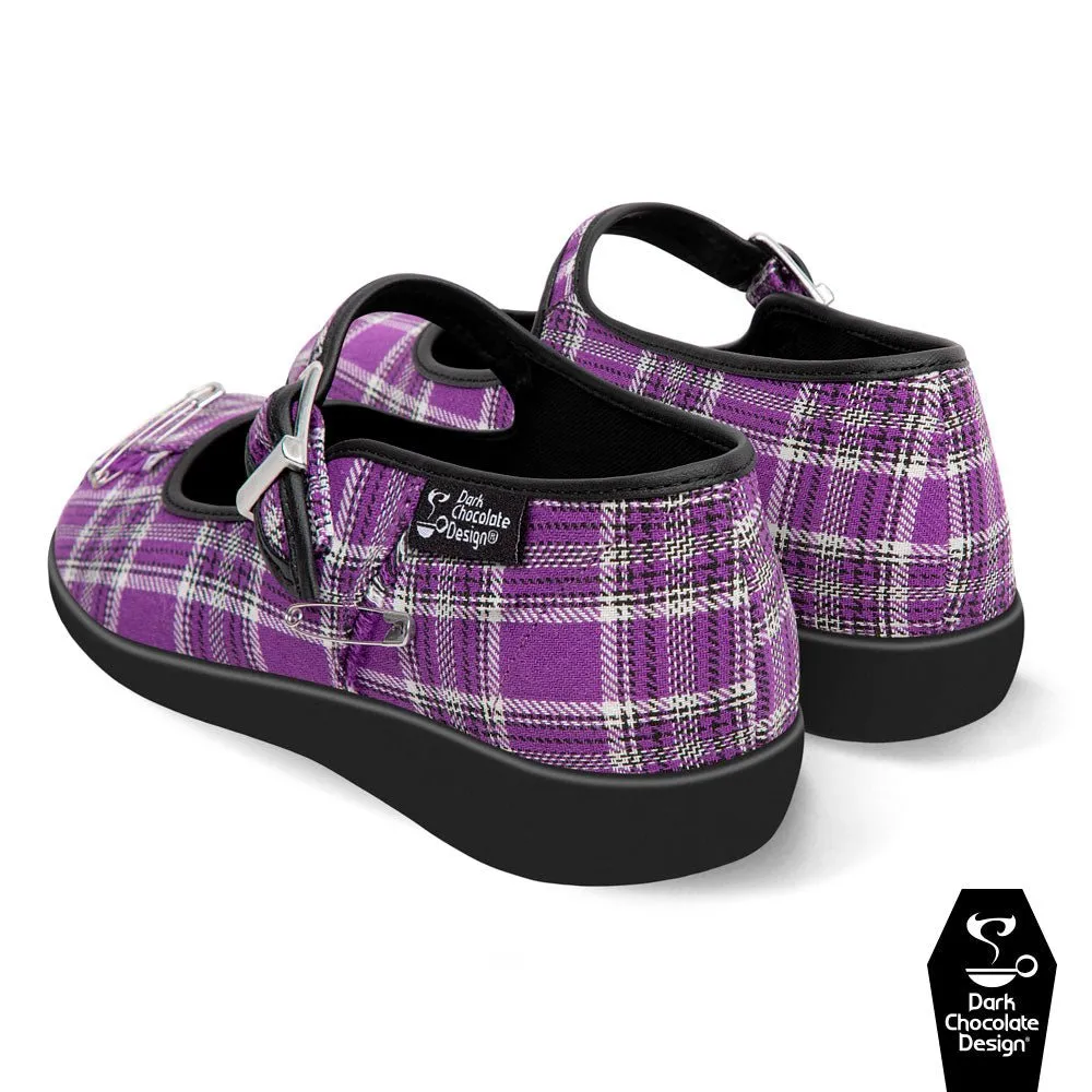Chocolaticas® PURPLE TARTAN Women's Mary Jane Flat