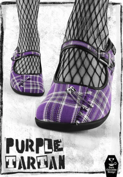 Chocolaticas® PURPLE TARTAN Women's Mary Jane Flat
