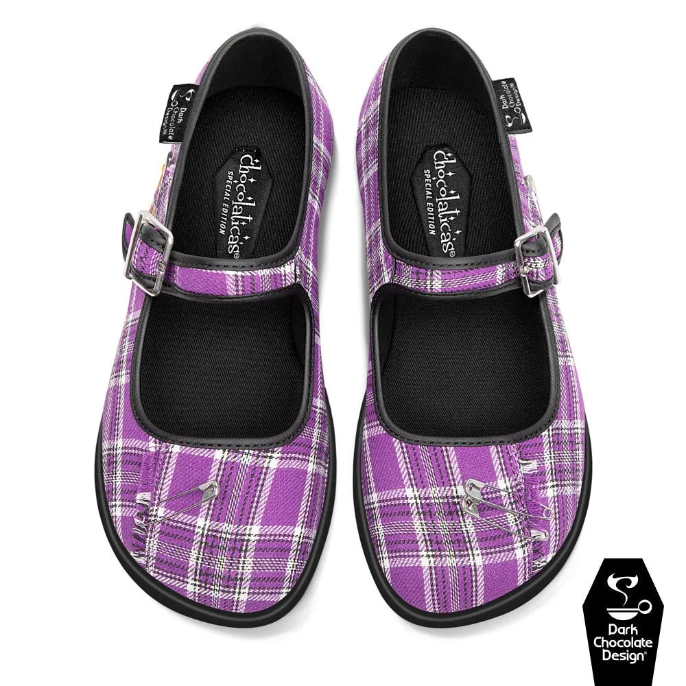 Chocolaticas® PURPLE TARTAN Women's Mary Jane Flat