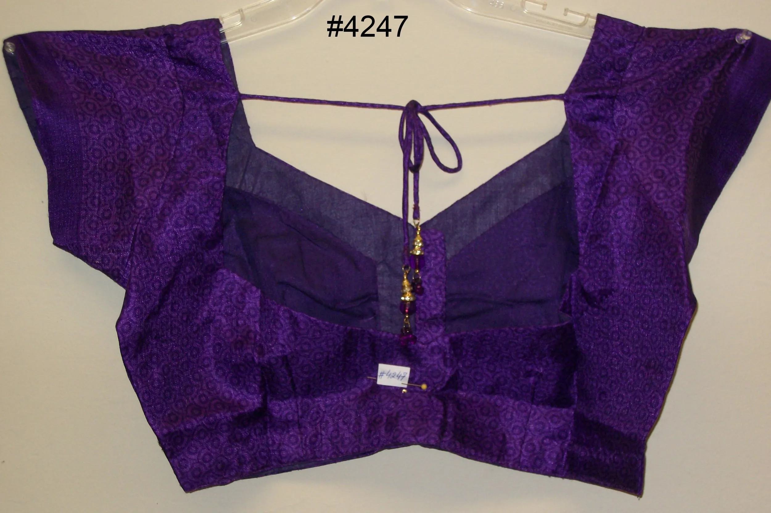 Choli 4247 Purple Blue Slub Medium 38 Size Designer Choli Saree Blouse