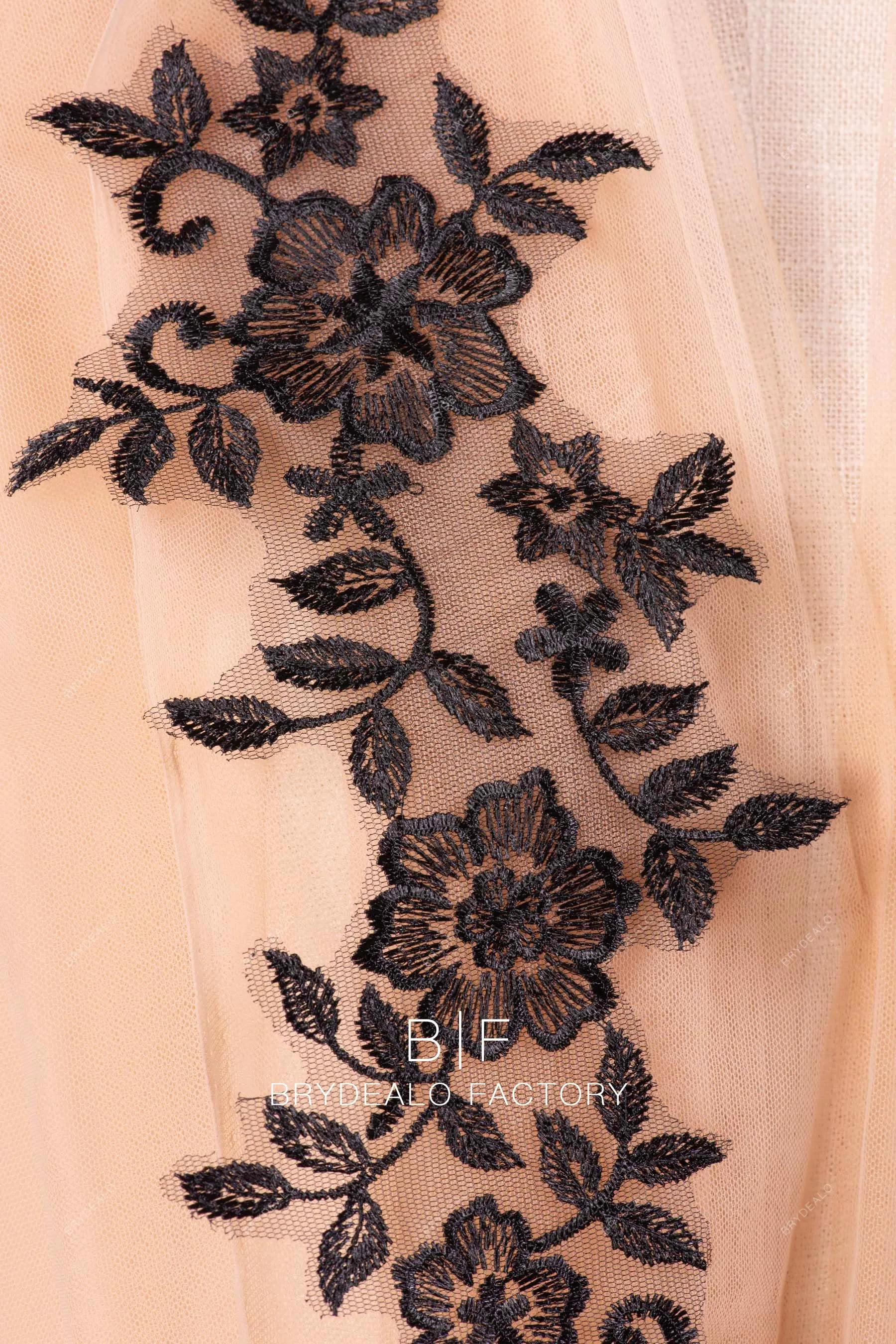 Classic Black Flower Embroidered Lace Appliques