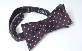 Classic "Dapper" Dot  - Aubergine Bow Tie with White Dots