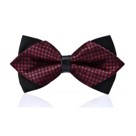 Classy Men Black Red Pre-Tied Diamond Bow Tie