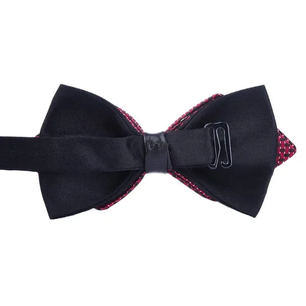 Classy Men Black Red Pre-Tied Diamond Bow Tie
