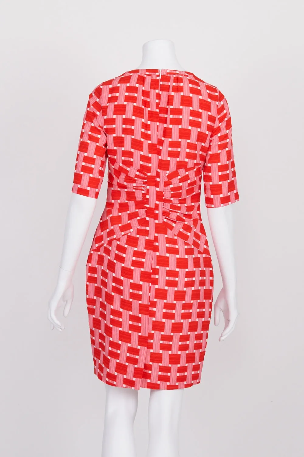 Country Road Red And Pink Patterned Short Sleeve Dress 6