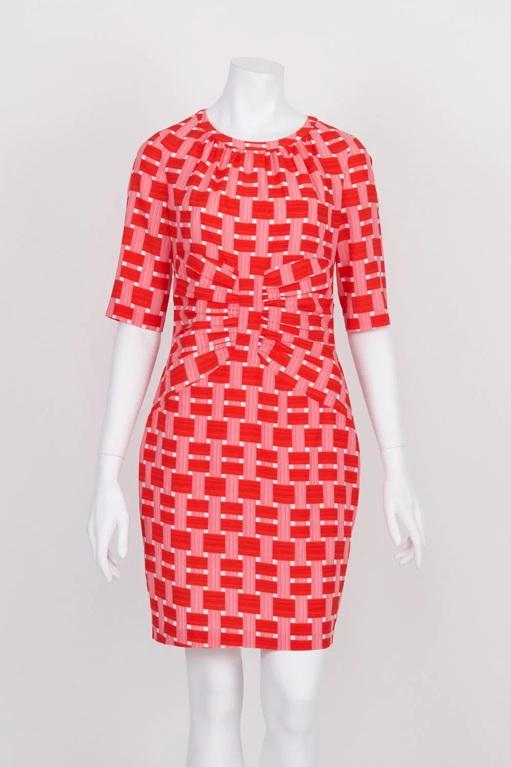 Country Road Red And Pink Patterned Short Sleeve Dress 6