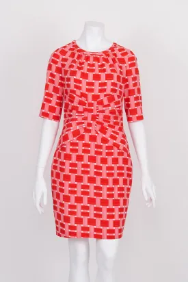 Country Road Red And Pink Patterned Short Sleeve Dress 6