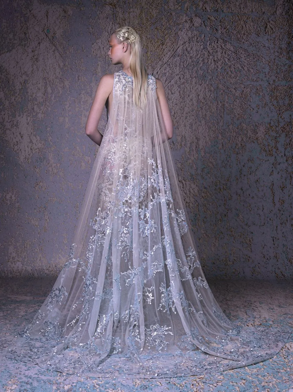 DRAPED LACE DRESS