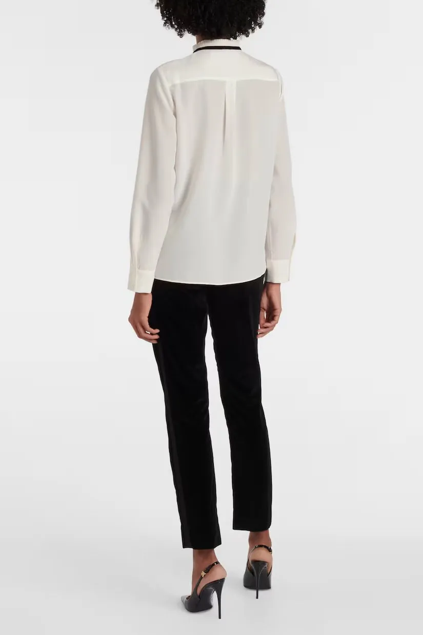 Frame - Velvet Tie Ruffle Blouse