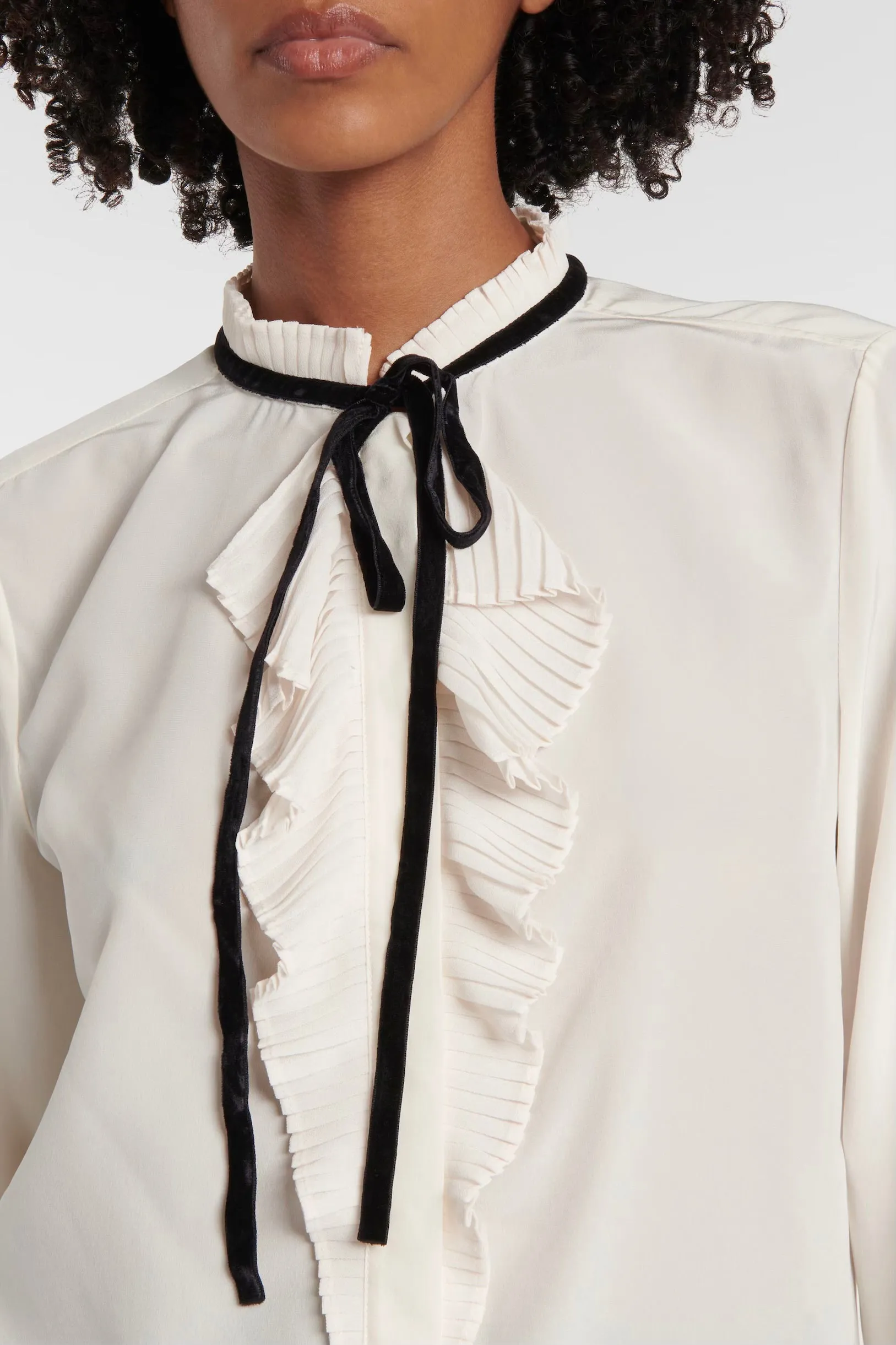 Frame - Velvet Tie Ruffle Blouse