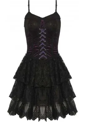 Gothic Lace Up [Black/Purple] | CORSET DRESS
