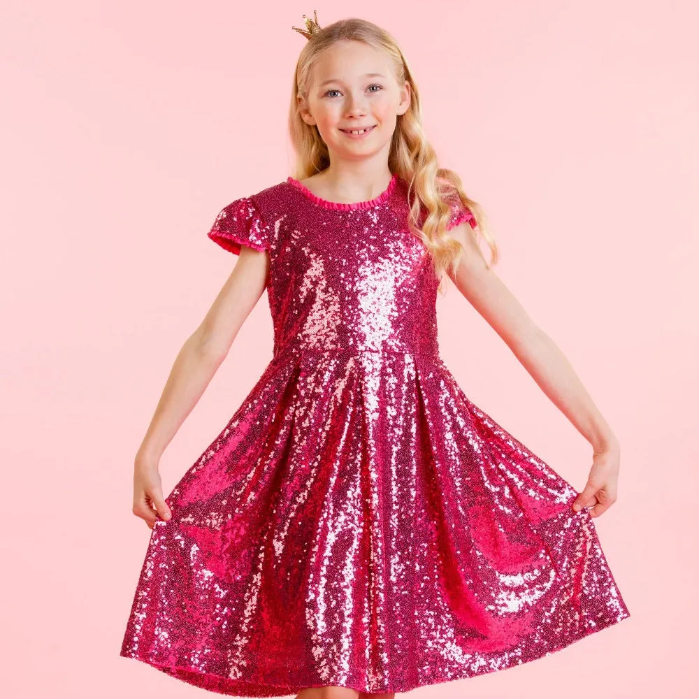 Holly Hastie Dazzel Bright Pink Sequin Girls Party Dress