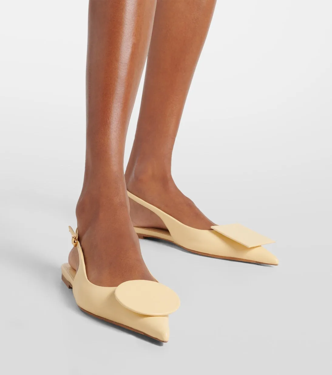 Leather ballet flats les slingbacks duelo plates Jacquemus, white