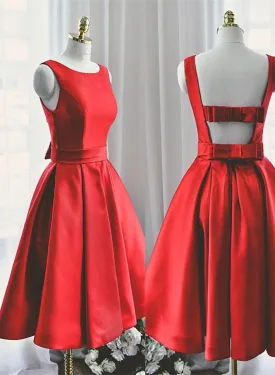 Lovely Red Satin Short Party Dress Red Short Prom Dress