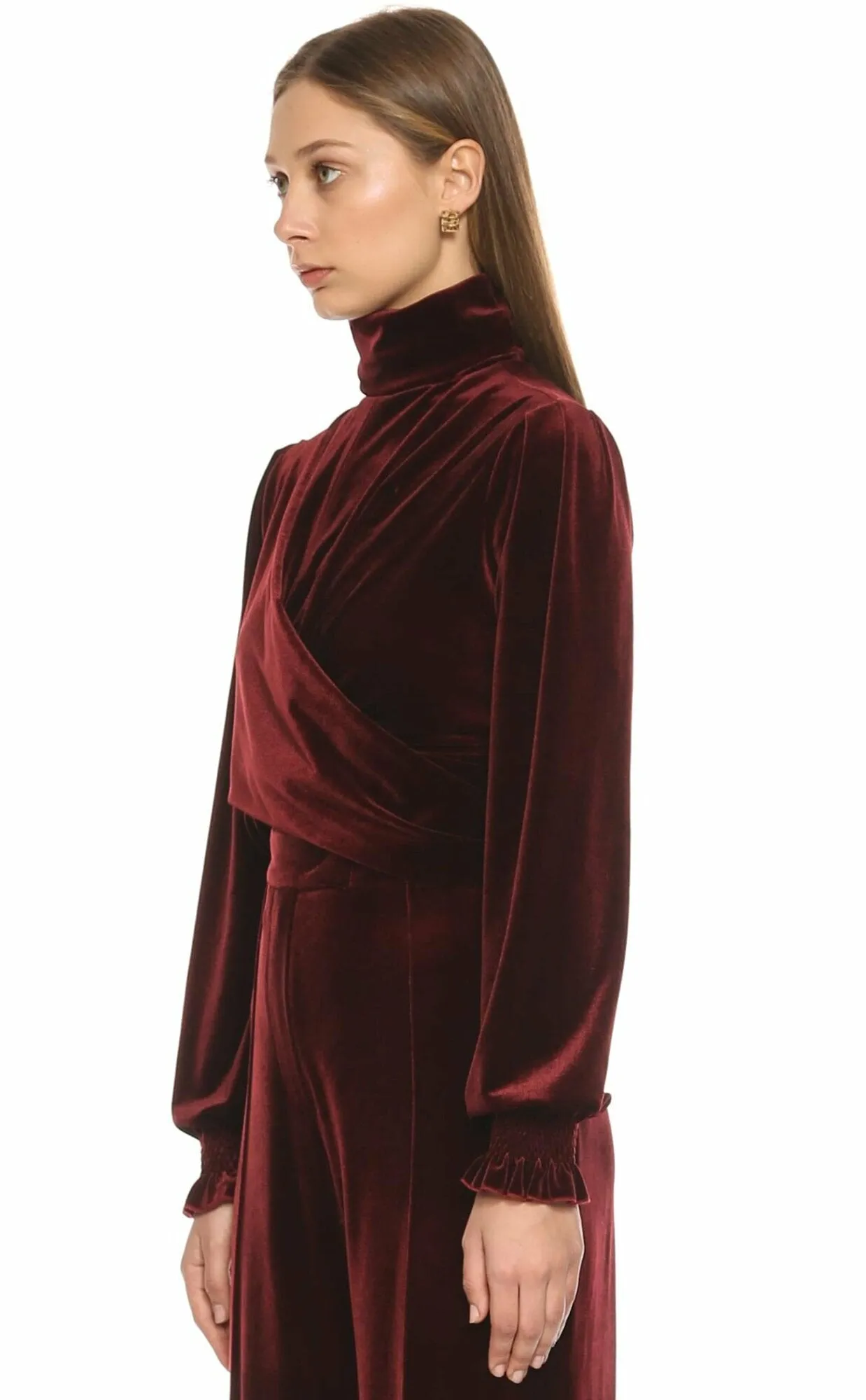 Melani Velvet Blouse in Burgundy