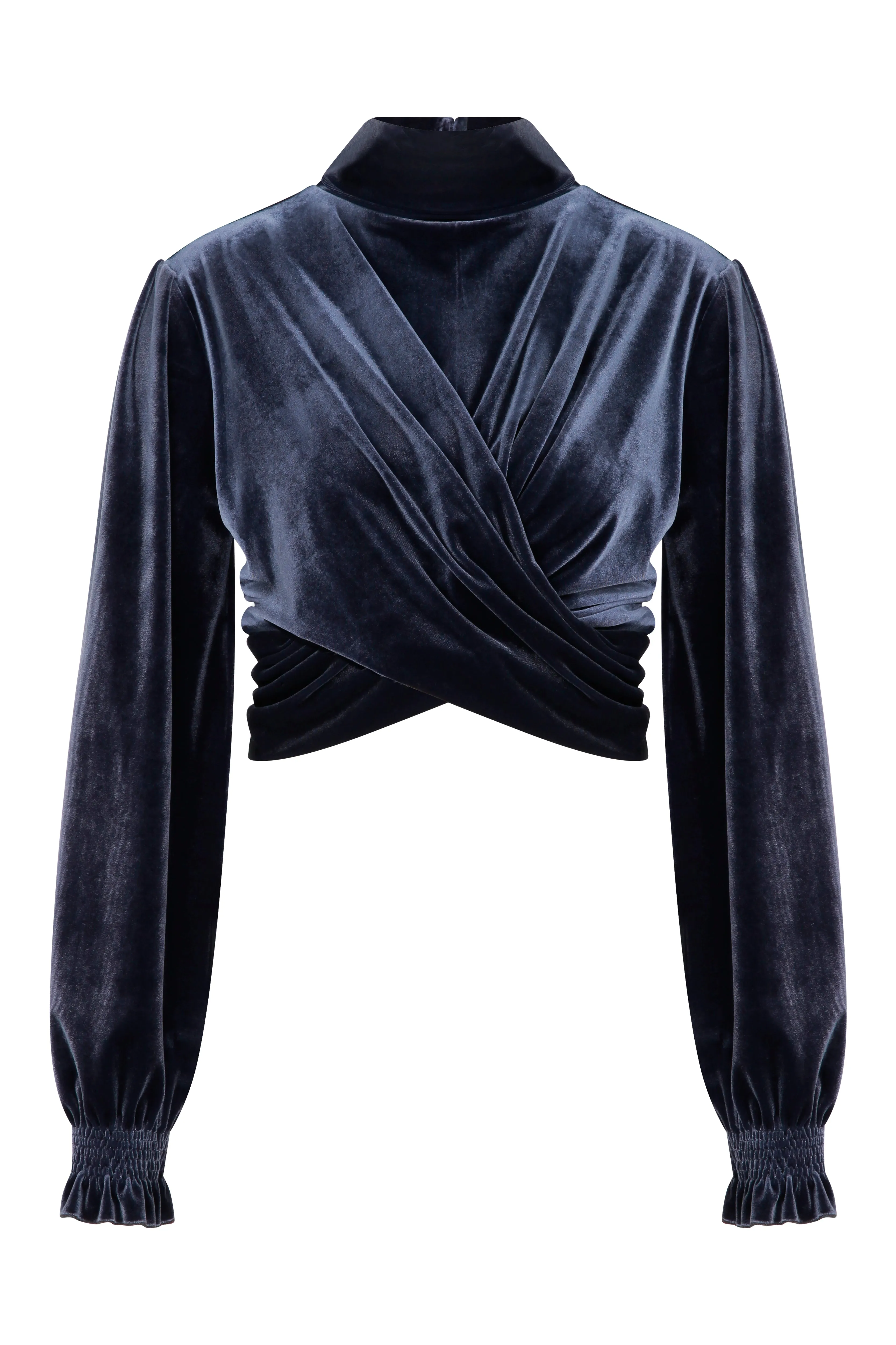 Melani Velvet Blouse in Grey