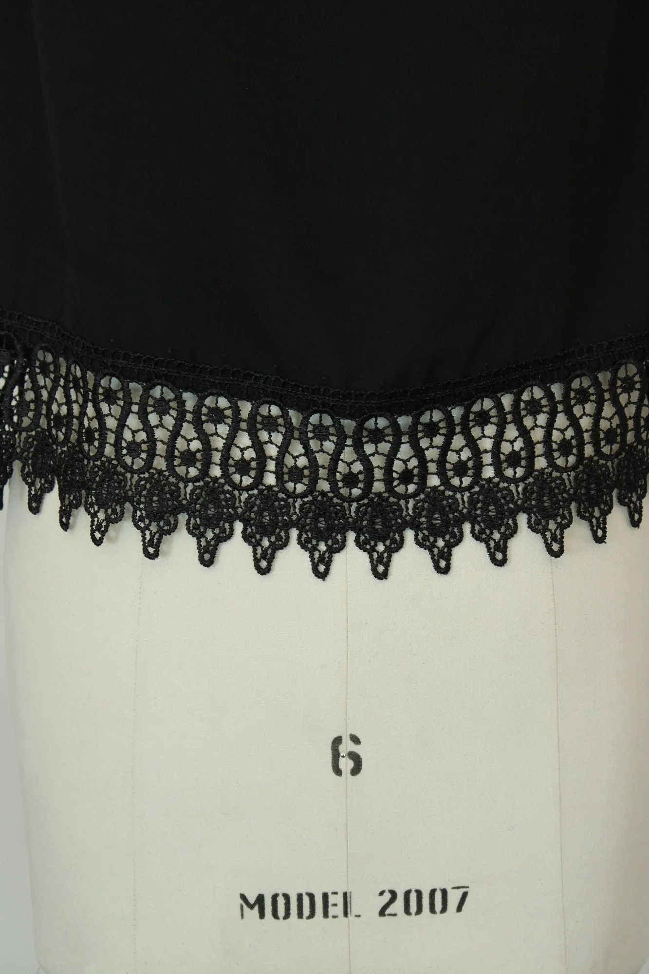 Oboe Womens Top, Black Spaghetti Strap, Size Large, Lace Trim