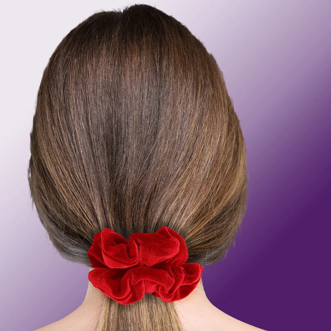 Plush Velvet Scrunchie Available in 3 Sizes Made in the USA Red