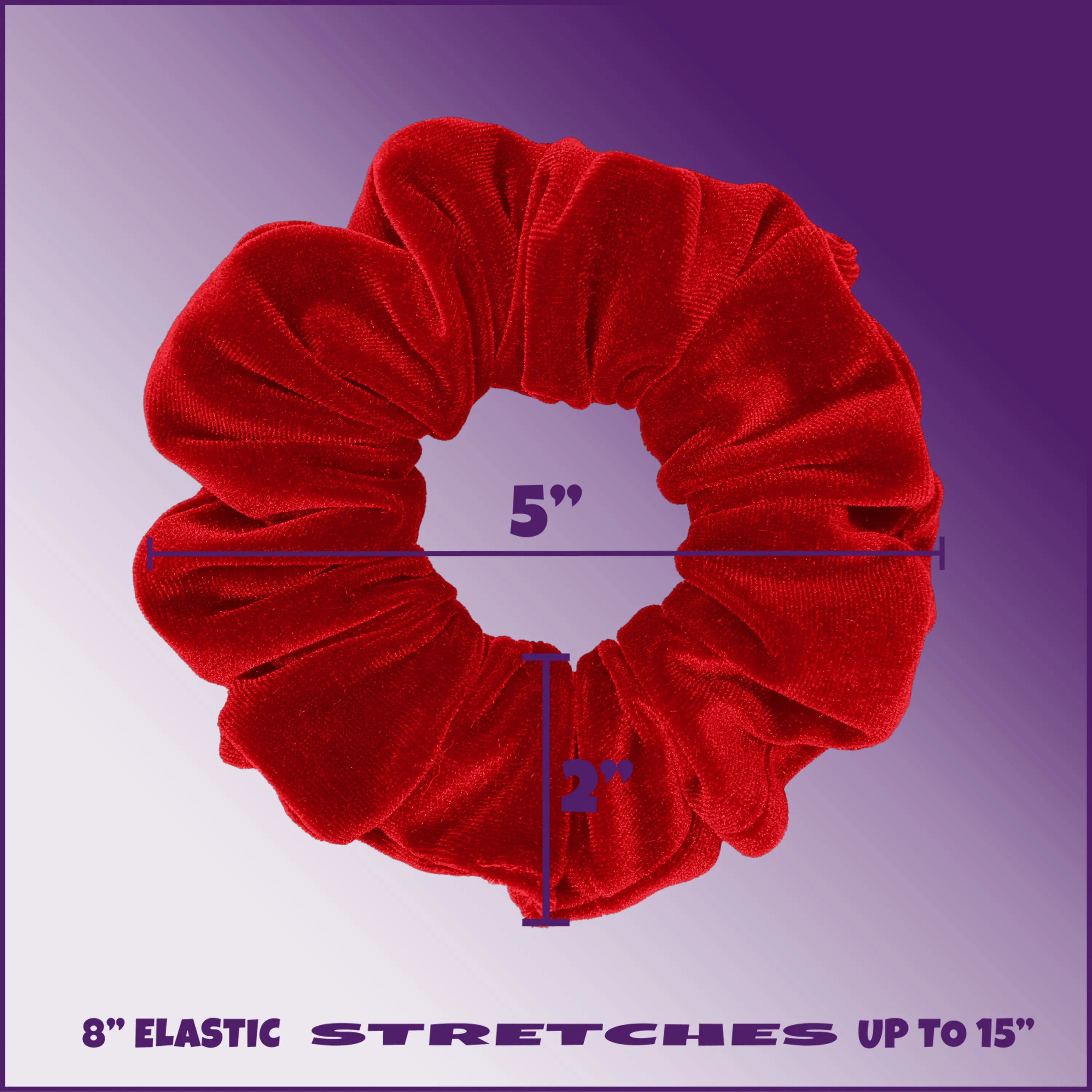 Plush Velvet Scrunchie Available in 3 Sizes Made in the USA Red