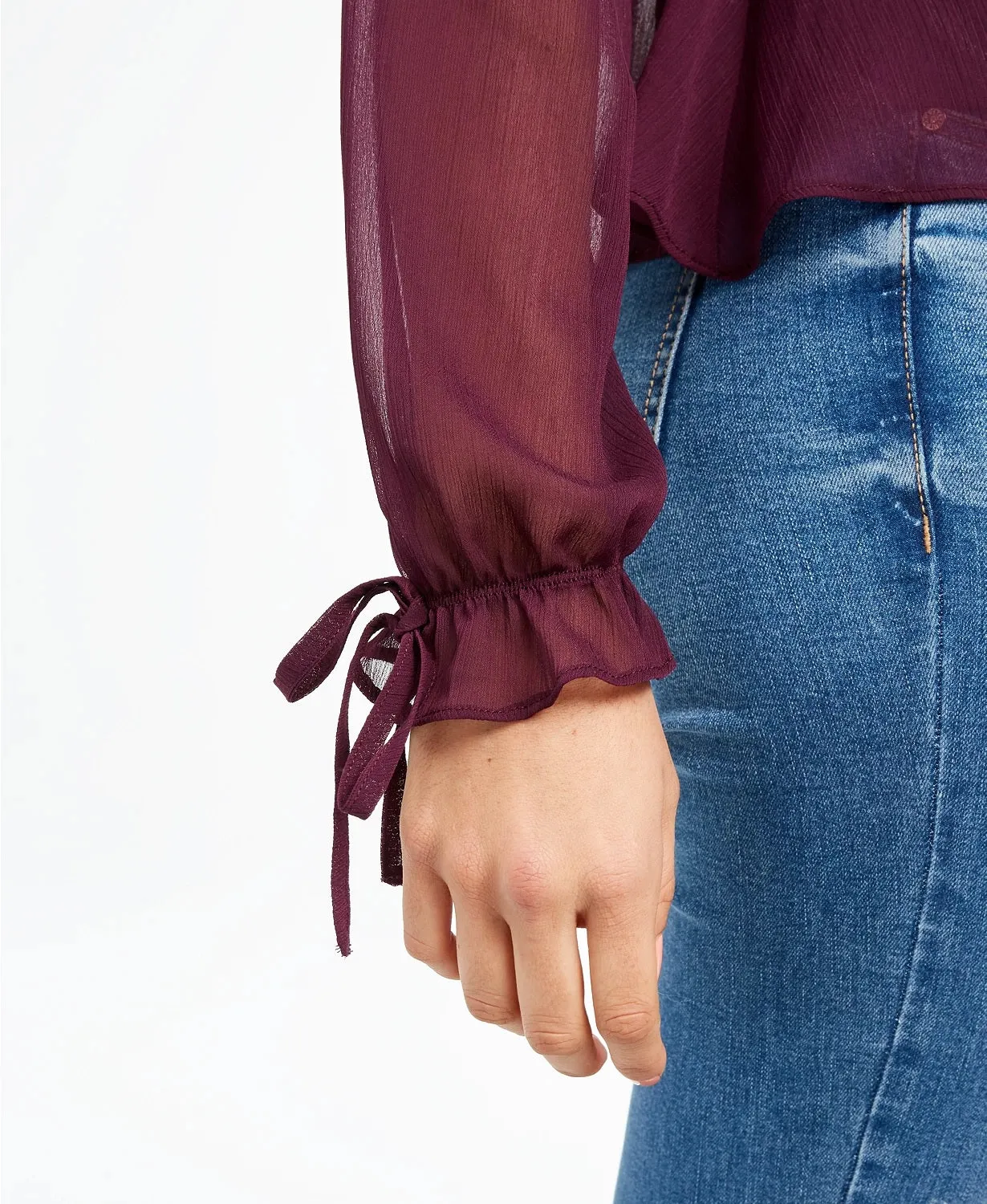 Q & A Women's Pleated Ruffle Blouse Purple Size X-Small