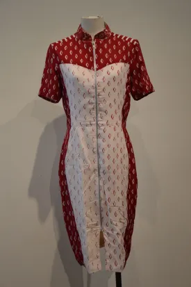 RED AND WHITE BATIK CHEONGSAM - RED