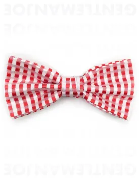 Red and White Seersucker Bow Tie