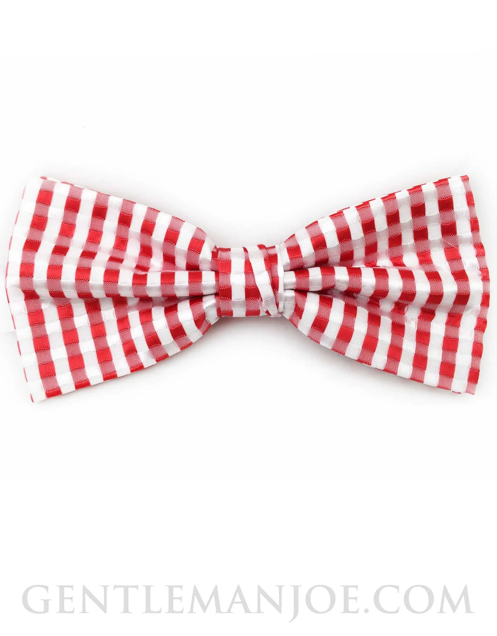 Red and White Seersucker Bow Tie