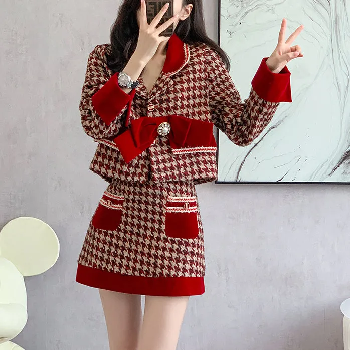 Red Autumn And Winter Two-Piece Suit