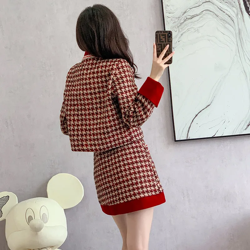 Red Autumn And Winter Two-Piece Suit