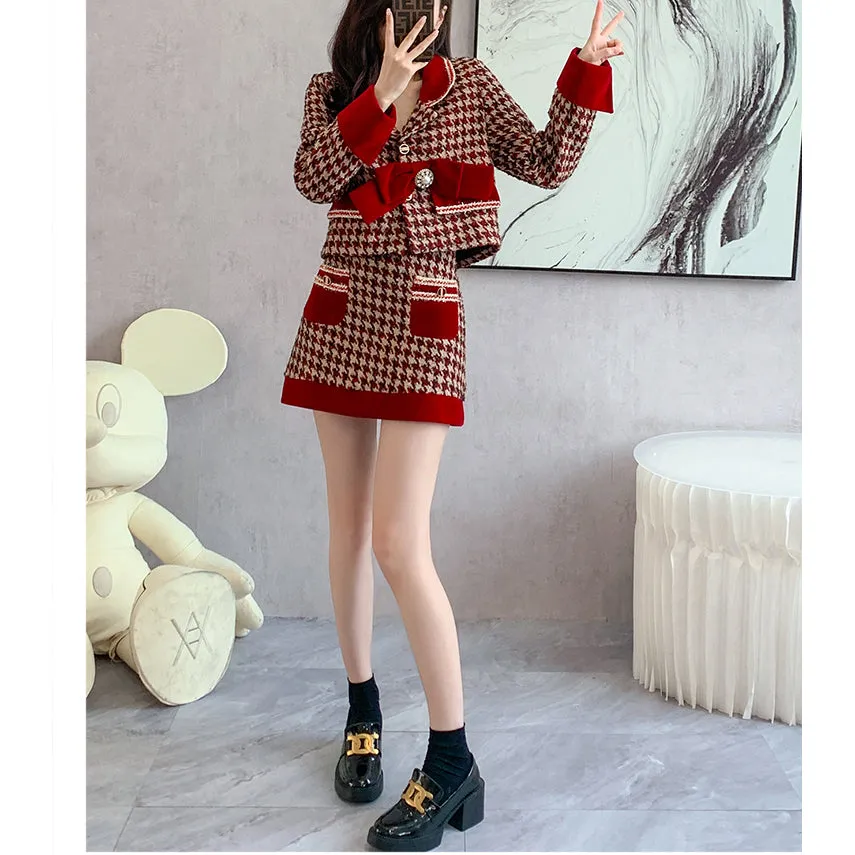 Red Autumn And Winter Two-Piece Suit