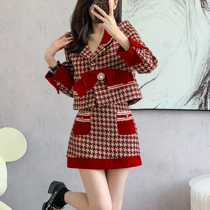 Red Autumn And Winter Two-Piece Suit