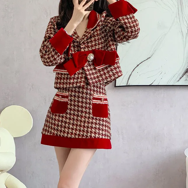 Red Autumn And Winter Two-Piece Suit