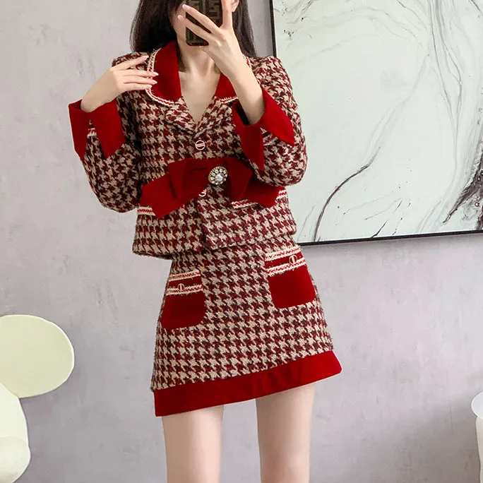 Red Autumn And Winter Two-Piece Suit
