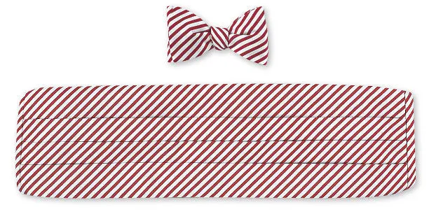 Red/ White Sherman Stripes Cummerbund Set - CB2543