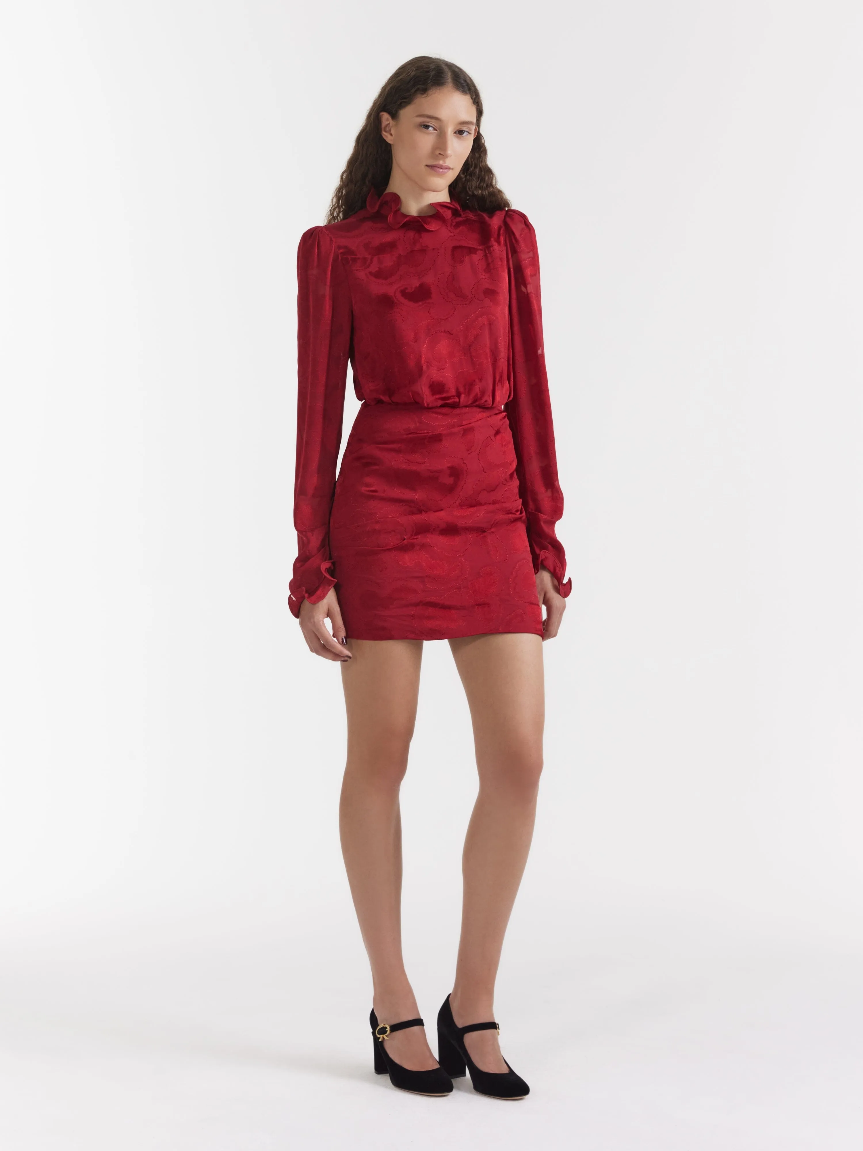 Rina B Dress in Brandy Red