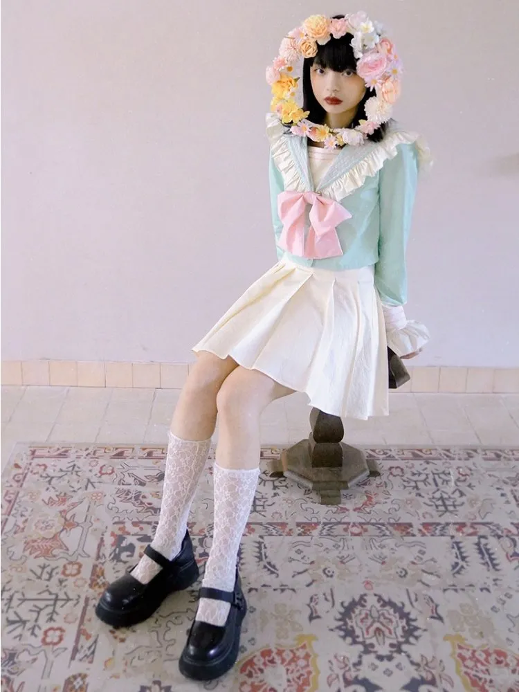 Ruffled sailor collar blouse【s0000001143】